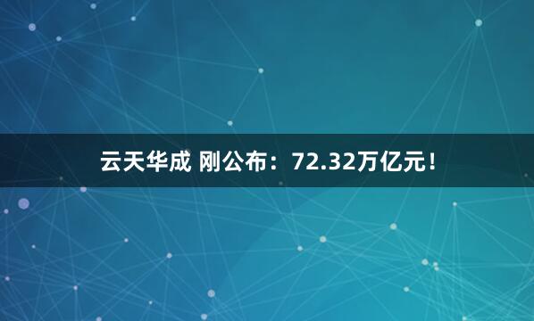 云天华成 刚公布：72.32万亿元！