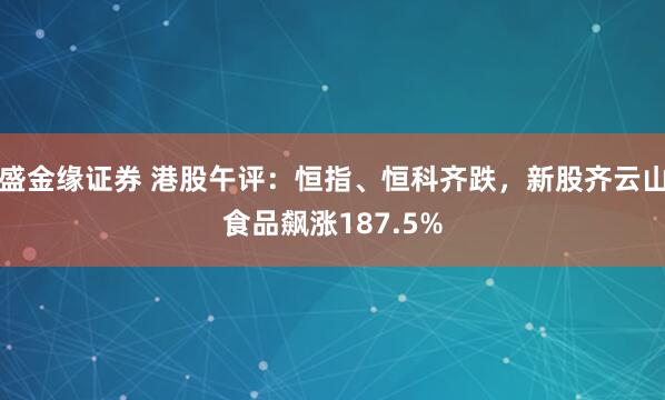 盛金缘证券 港股午评：恒指、恒科齐跌，新股齐云山食品飙涨187.5%